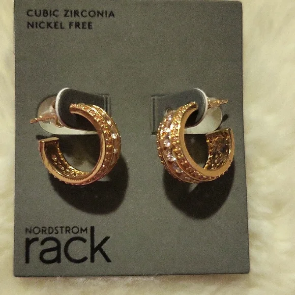 Nordstrom Gold and Cubic Zirconia Hoop Earrings - Picture 2 of 4